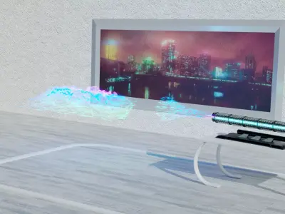 holographer futuristic weapon with lights Low-poly 3D model