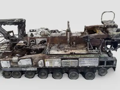 russian 9A39 Gadfly Grizzly TEL transloader destroyed in Ukraine 3D model