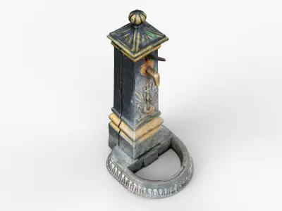 3D scan of Old Outdoor Cast Iron Hand Water Pump column Low-poly 3D model