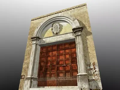 Medieval Romanic Style Portal no 1 Low-poly 3D model