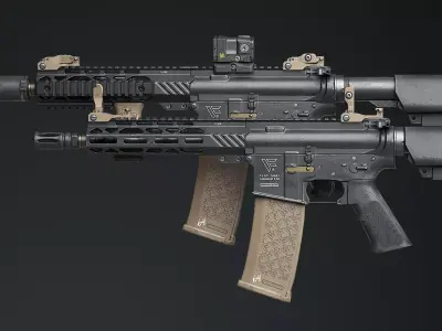 Weapon - AR15 HoloSight AimPoint - assault rifle Low-poly 3D model