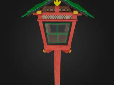 Japanese Lamp Wood Torii Vr Lowpoly game ready Low-poly 3D model