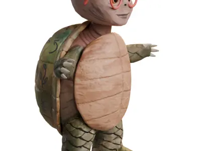 Turtle Teacher in Tucks Green Heart Low-poly 3D model