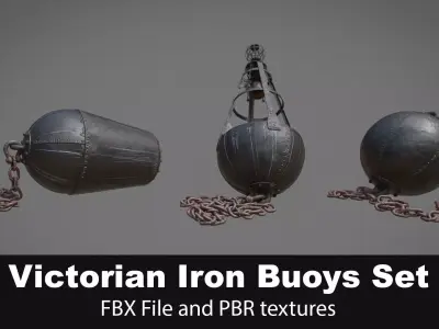 Victorian Iron Buoys Set 3D model