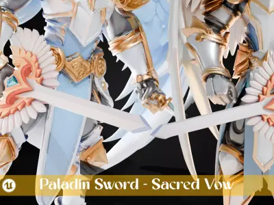 Stylized Sword - Paladin Sword Sacred Vow - Game Ready 3D model