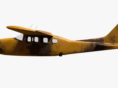 realistic destroyed propeller plane Low-poly 3D model