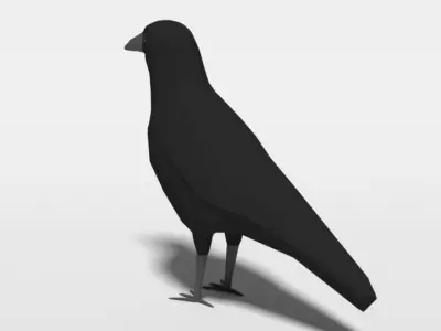 Low Poly Cartoon Crow Low-poly 3D model