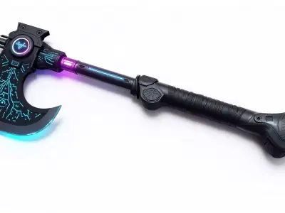 Cyber Viking Axe 3D Model Low-poly 3D model