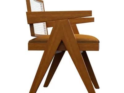 Pierre jeanneret teak conference chair floating back easy chairs Free 3D model