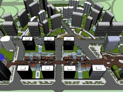 15 COMMERCIAL BUILDING CLUSTER AROUND CITY 3D model