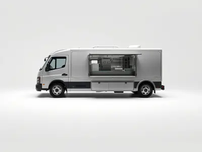 Mobile Catering Truck with Hydraulic Lift model pack Low-poly 3D model