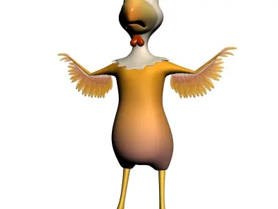 Cartoon chicken RIGGED Low-poly 3D model