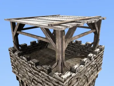 medieval watch tower 1 3D model