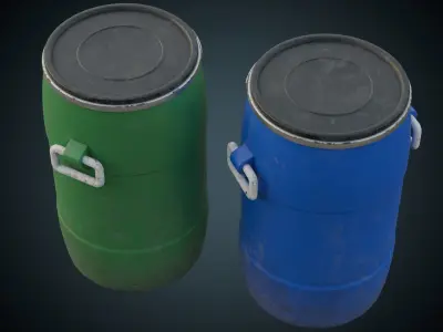 Plastic Barrel 1B Low-poly 3D model