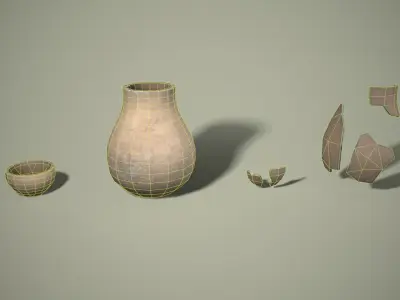 Medieval Clay Pots Low-Poly FREE Free low-poly 3D model