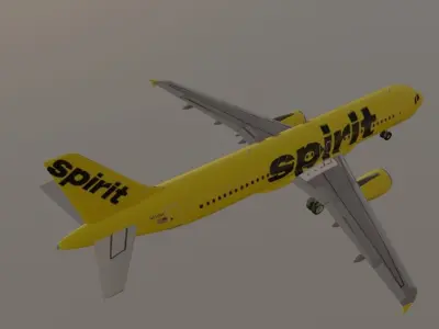 Spirit Airlines airbus a320 low poly 3D model Low-poly 3D model
