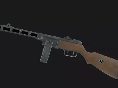PPSh-41 wooden gun Low-poly 3D model