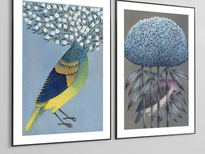 Plaster Two Photo Frame 401 Low-poly 3D model