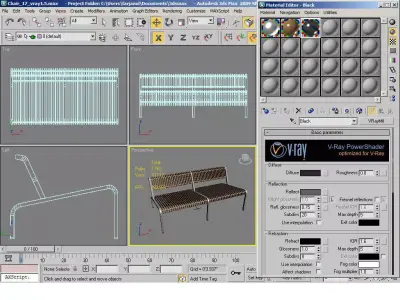 Chair-17 wooden bench with metal legs Free 3D model