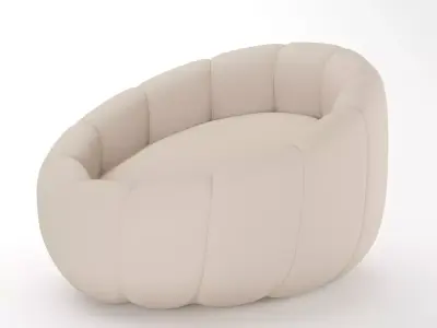 Contemporary Padded Sofa 3D Model - Cozy Rounded Design Free 3D model