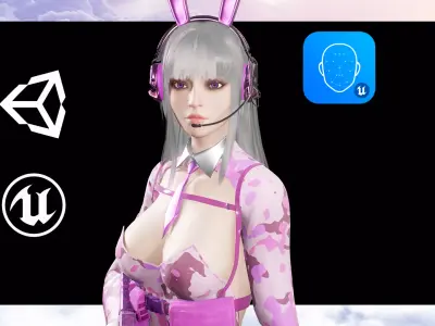 Girl Bunny Military Low-poly 3D model