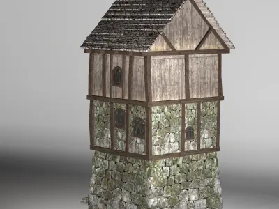 Medieval high house Free low-poly 3D model