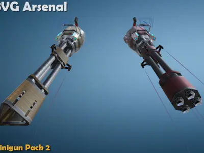 Minigun pack 2 Low-poly 3D model