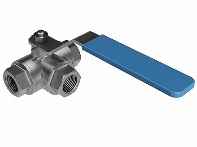 3-Way Ball Valves - BSP Threaded Ends - 3D model