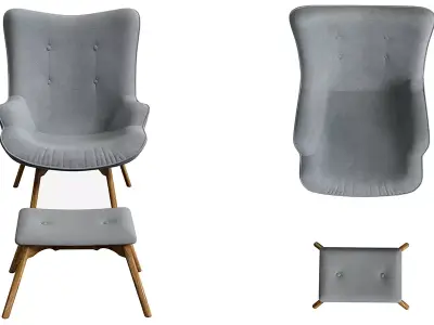 Armchair with pouf jysk EJERSLEV grey Free 3D model