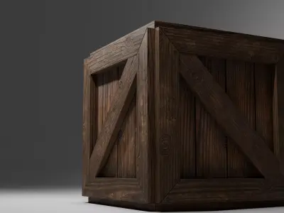 Wooden Box Low-poly 3D model 13