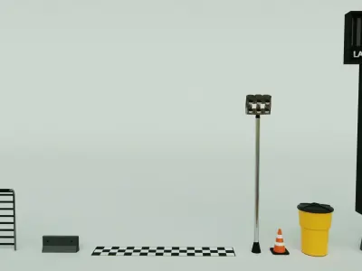 Cartoon Racetrack Accessories Free low-poly 3D model