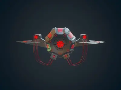 Sci-fi Military drone - 02 Low-poly 3D model
