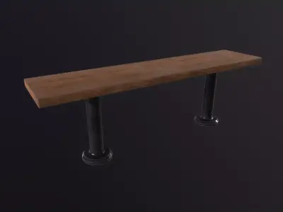Old Wooden Bench 3D Model Low-poly 3D model