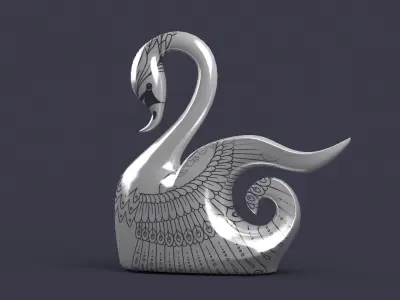 swan birds art sculptures beak sky flying sparrow  3D model