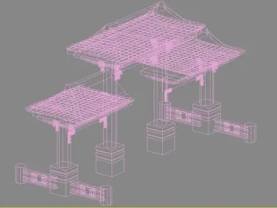 Chinese pailao gateway Low-poly 3D model