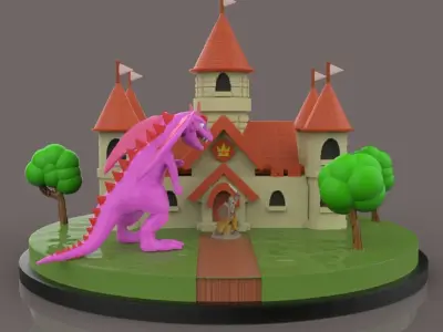 Castle and Dragon 3D print model
