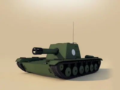 Cartoon Low Poly Tank Low-poly 3D model