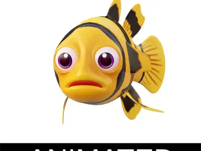 Bumblebee Goby Fish Cartoon Animated Low-poly 3D model