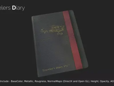 Travelers Diary Low-poly 3D model