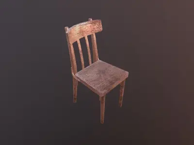 Old Wooden Chair Free low-poly 3D model buy