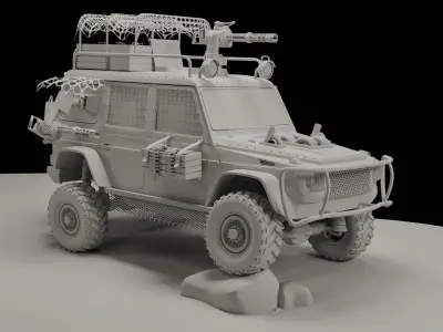 Military 4X4 Suv Low-poly 3D model