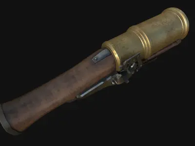 Hand Mortar Bombard Low-poly 3D model