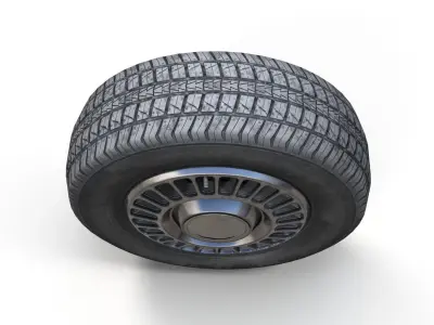 90s sedan wheel PBR Low-poly 3D model