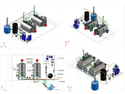 steam boiler room 4 t steam per hour 3D model 3D model
