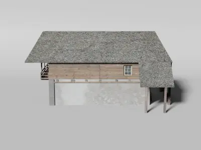 Old rural barn Low-poly 3D model