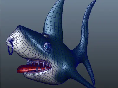 Shark cartoon 02 Low-poly 3D model