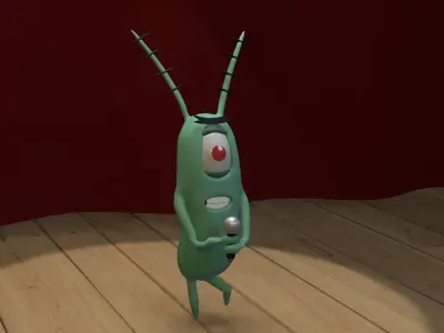 Singing Plankton Scene Low-poly 3D model