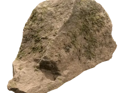  Warm Toned Mossy Smooth Large Rock Boulder Model 