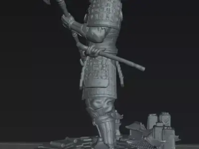 Neon Shogun Cyber Samurai STL Miniature for 3D Printing 3D print model