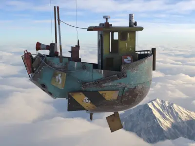 Fly boat Low-poly 3D model